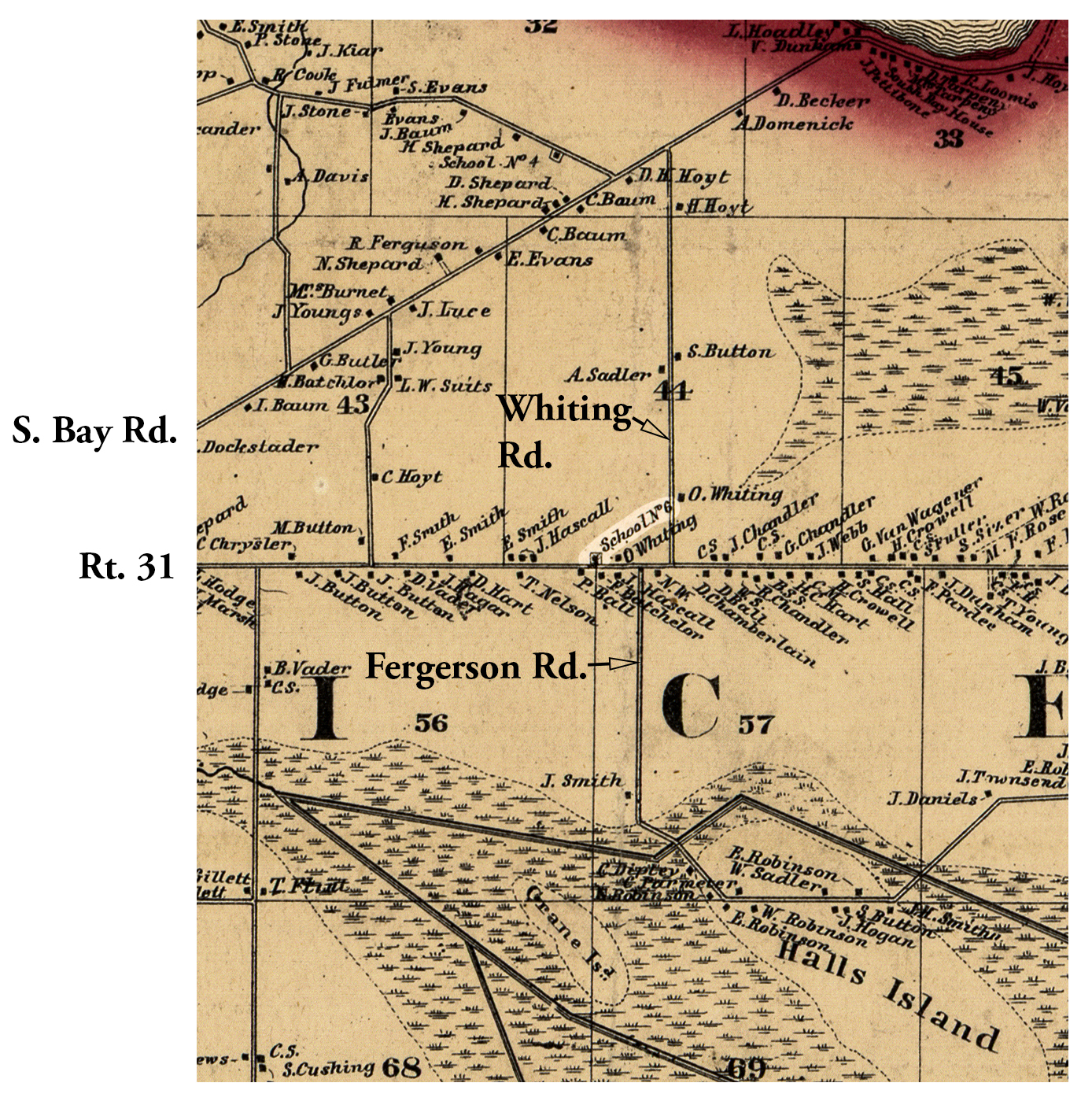 1859 Onondaga Cicero School No 6 Excerpt Map
